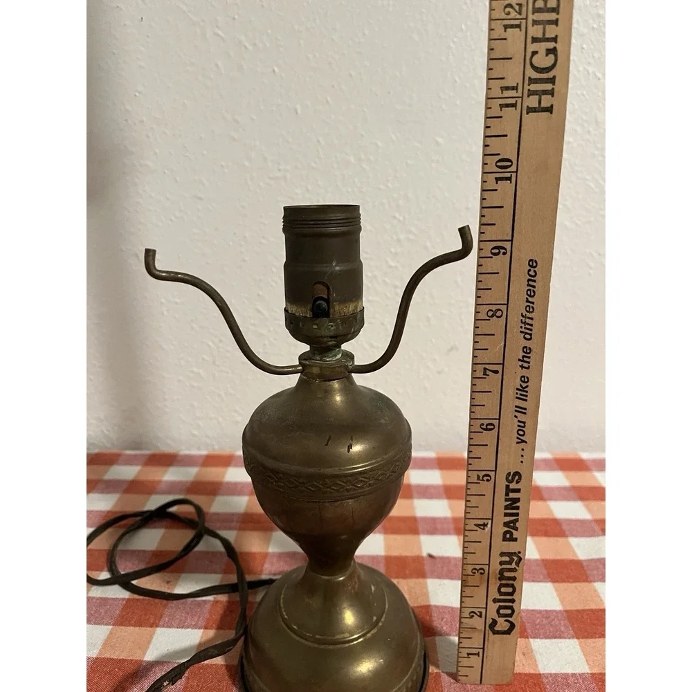 Vintage Converted Brass Oil Lamp Antique Untested